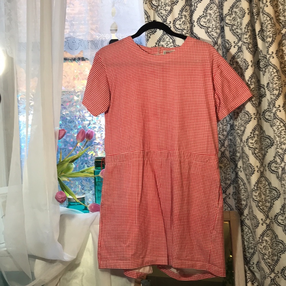 Red Gingham ROMPER 100% cotton with pockets